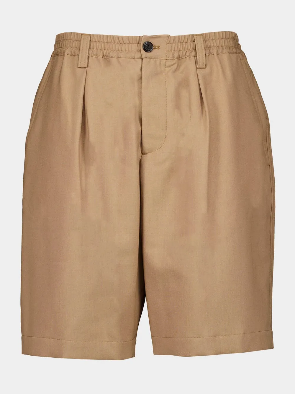 Beige Wool Bermuda Shorts