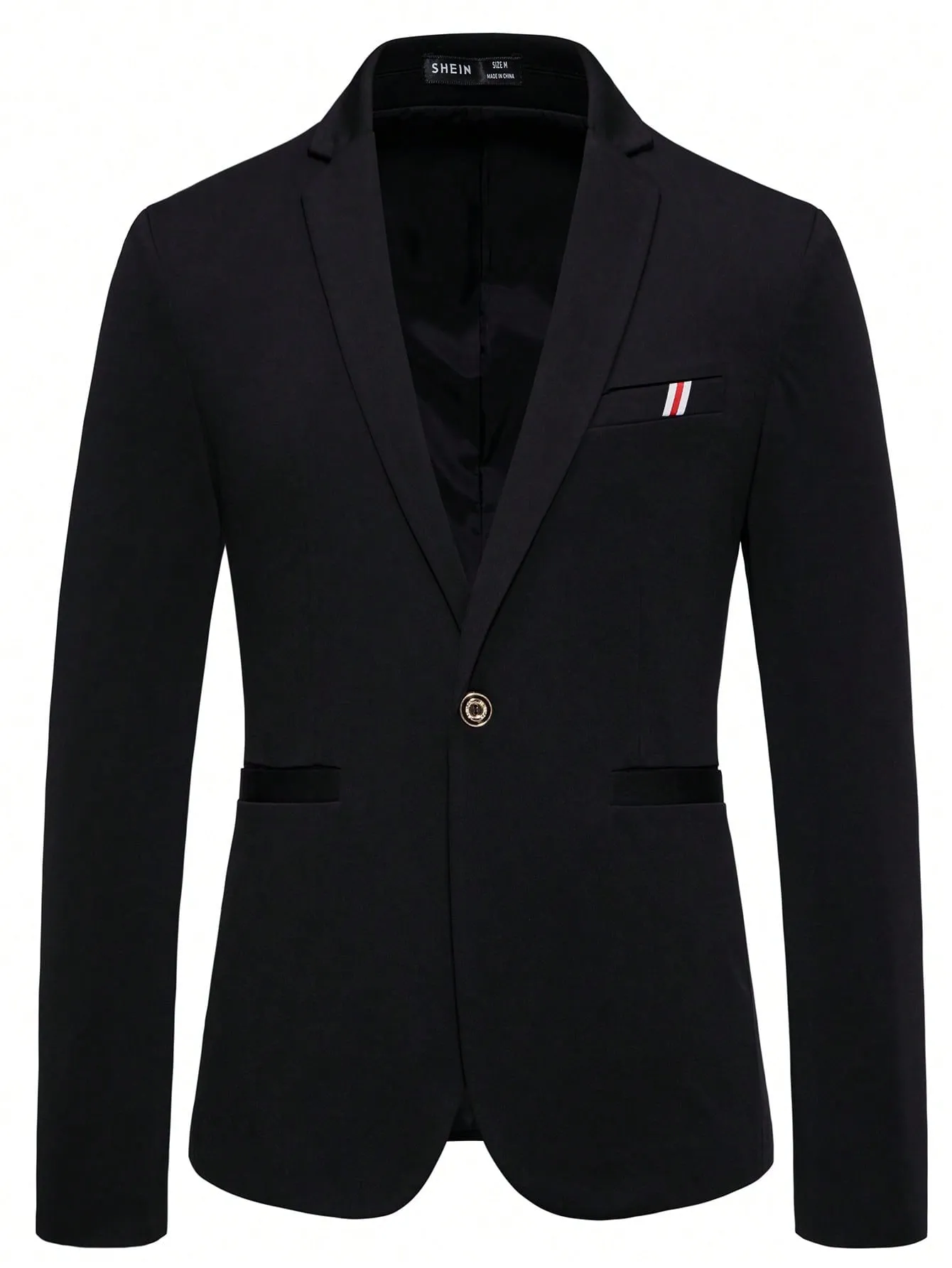 Black Lapel Collar Single Button Blazer