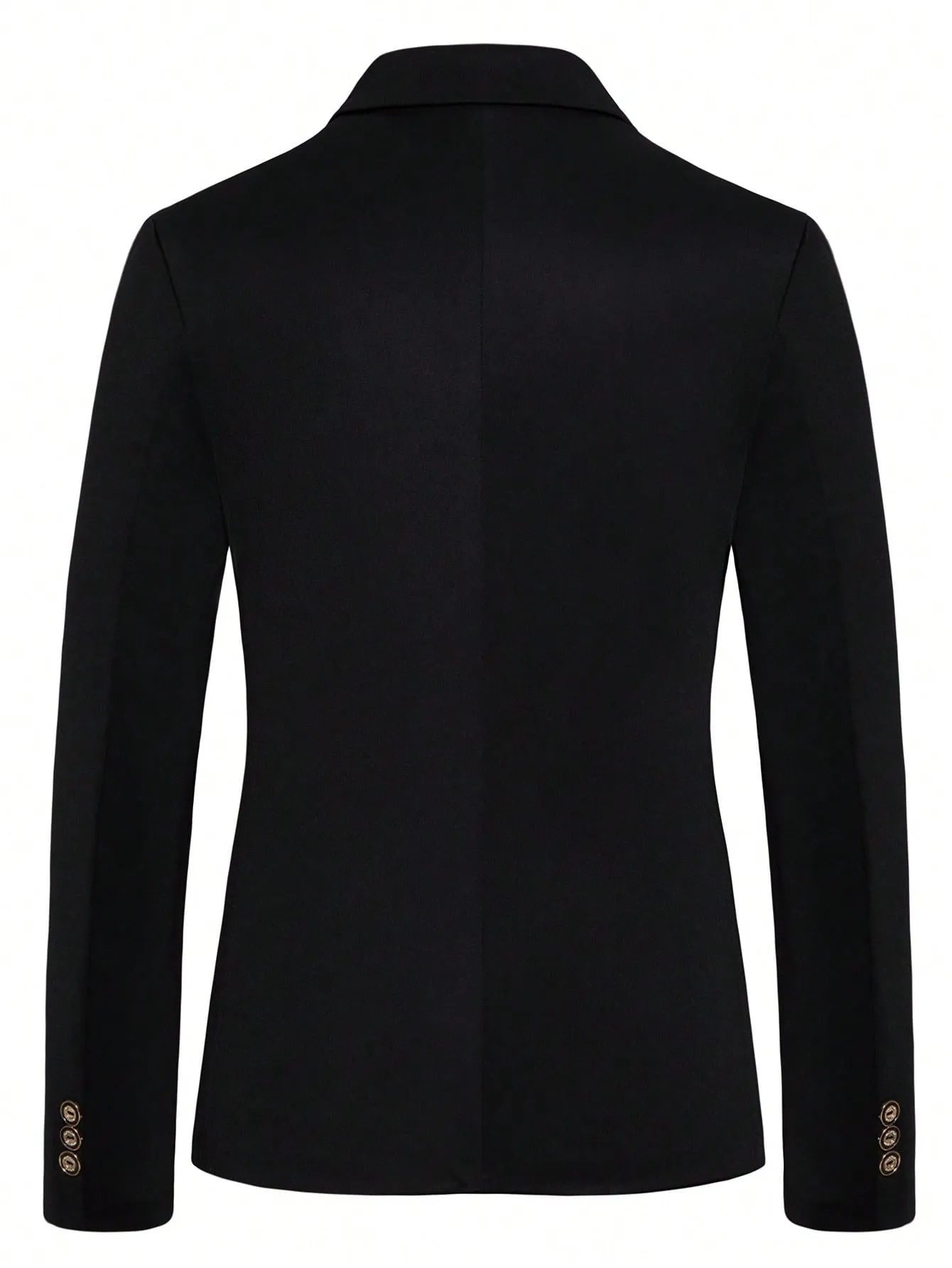 Black Lapel Collar Single Button Blazer