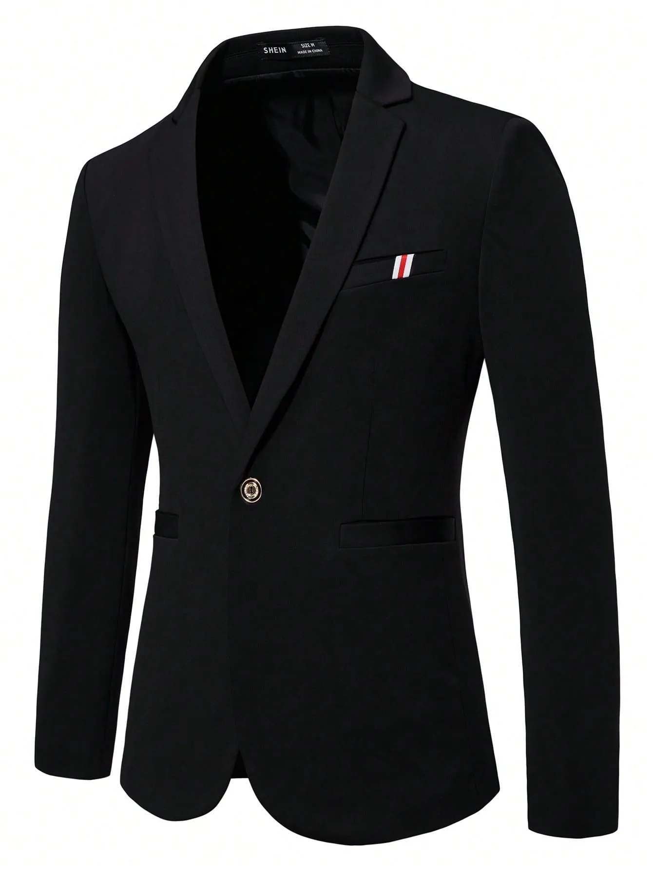 Black Lapel Collar Single Button Blazer