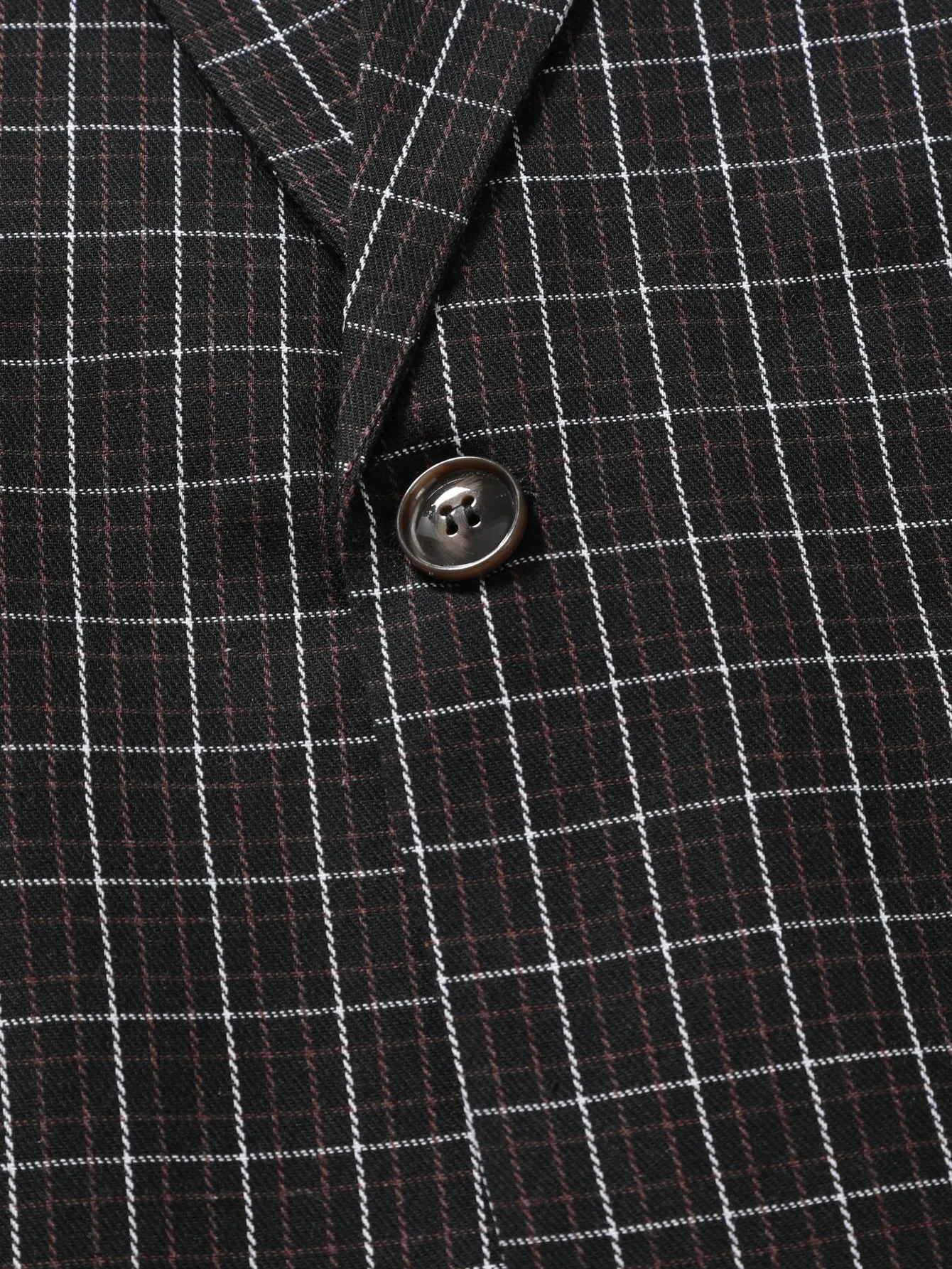 Black Plaid Single Button Lapel Blazer