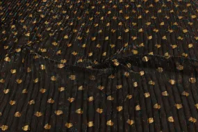 Black Pleated Lurex Foil Printed Knit Fabric