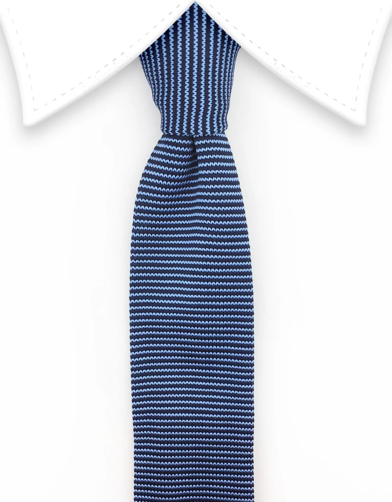 Blue Pinstriped Knit Tie