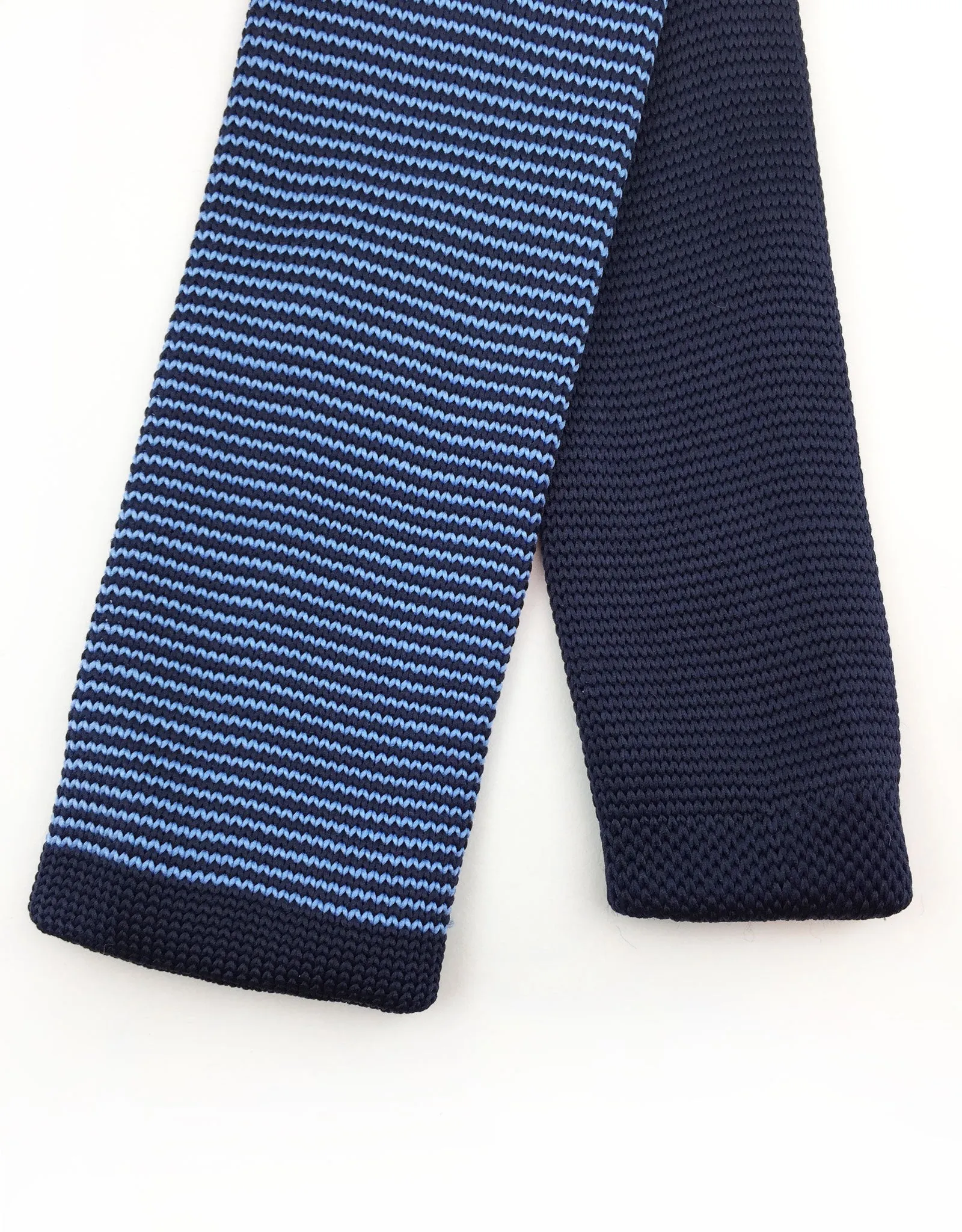 Blue Pinstriped Knit Tie