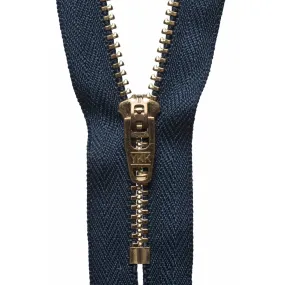 Brass Jeans Zip - 10cm - Dark Navy