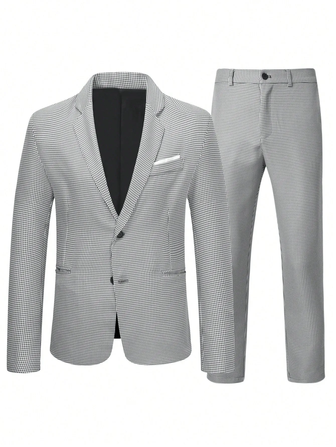 Button Front Blazer and Pants Suit Set