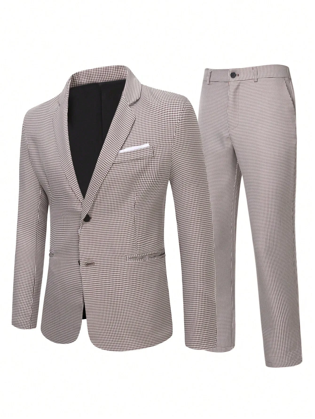 Button Front Blazer and Pants Suit Set