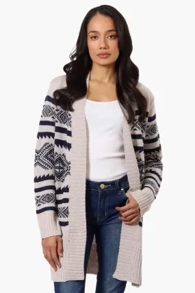 Canada Weather Gear Patterned Wrap Cardigan - Stone