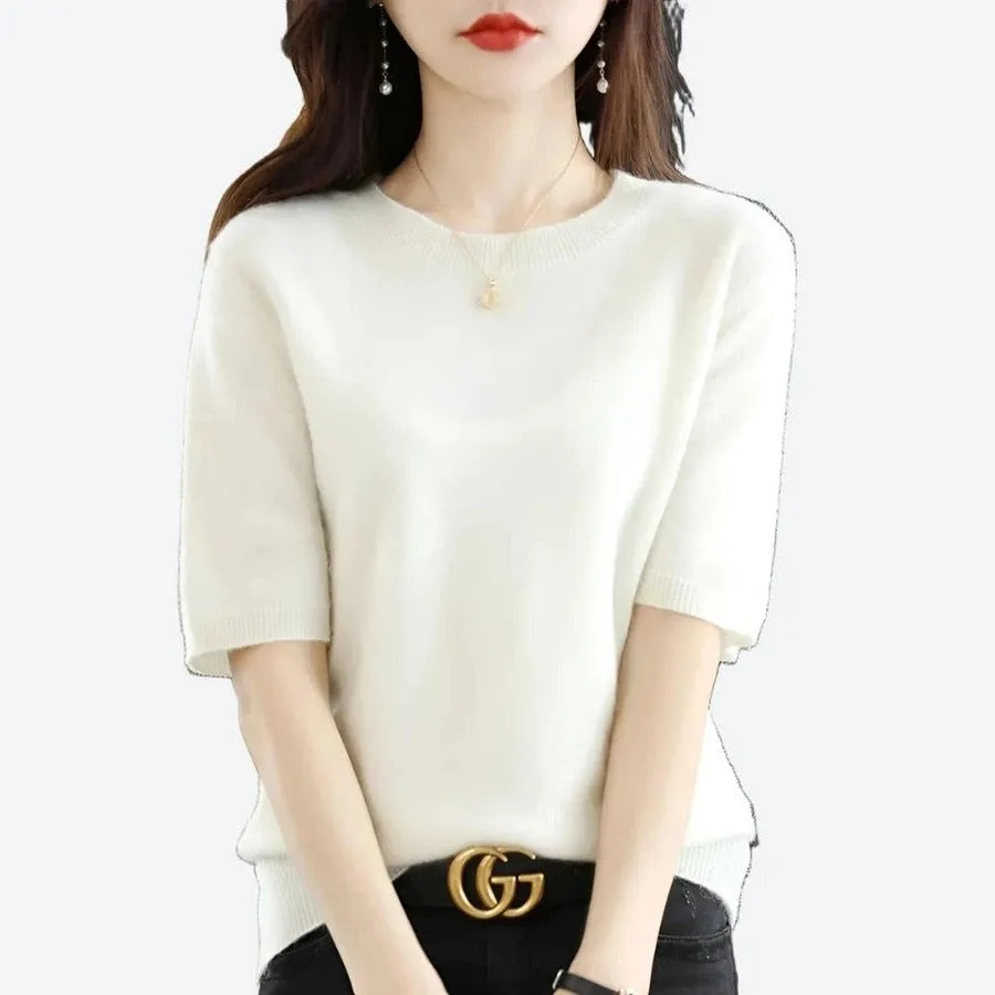 Casual Short Sleeve Knit Sweaters