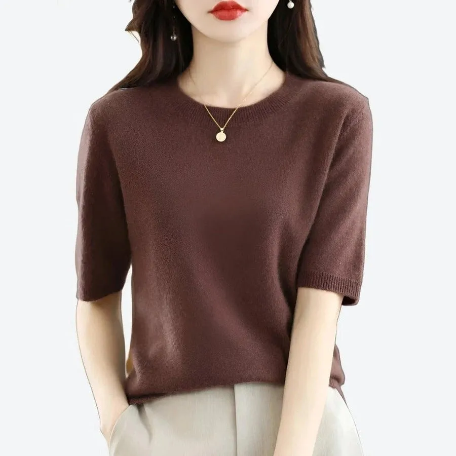 Casual Short Sleeve Knit Sweaters