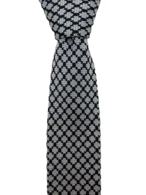 Classy Black and Silver Motif Knitted Men's Tie