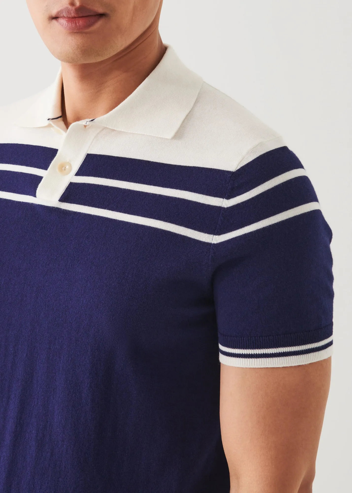 Cotton Blend Striped Polo