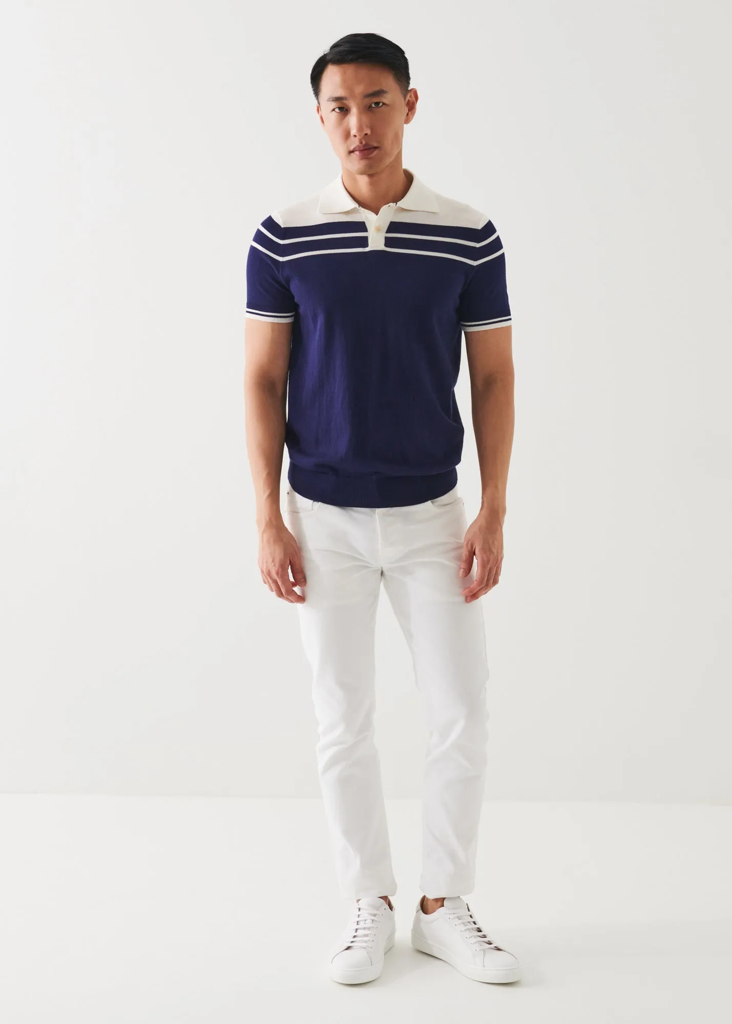 Cotton Blend Striped Polo