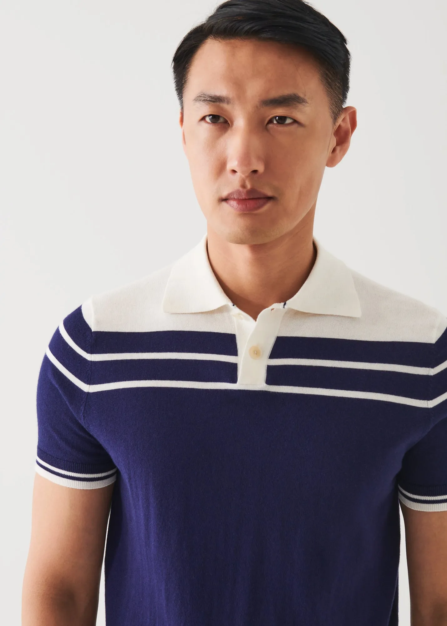 Cotton Blend Striped Polo