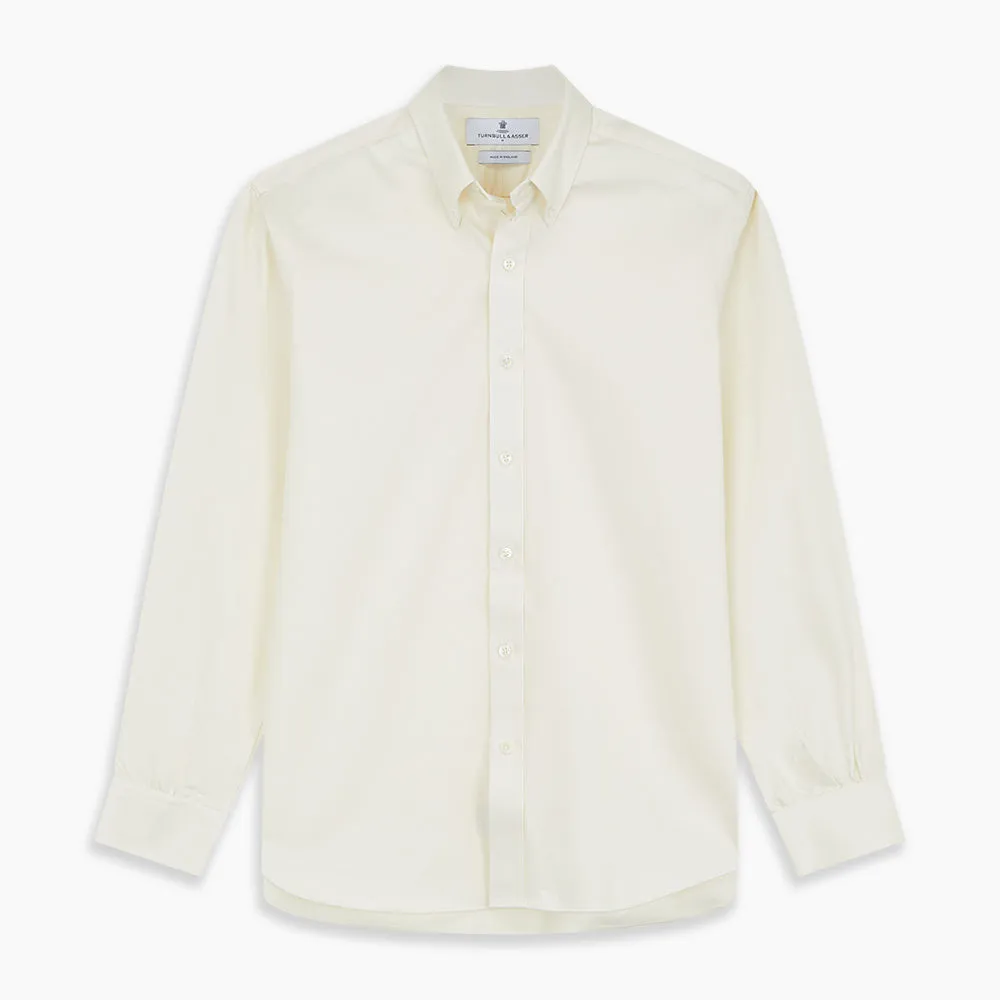 Cream Weekend Fit Hayne Shirt With Dorset Collar And 1-Button Cuffs