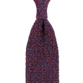 Crunchy Silk Knit Tie - Cherry / Blue Mottled