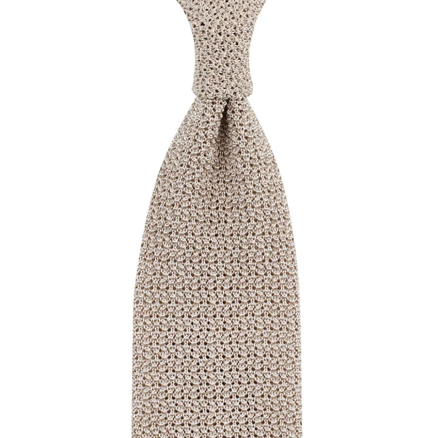 Crunchy Silk Knit Tie - Cream