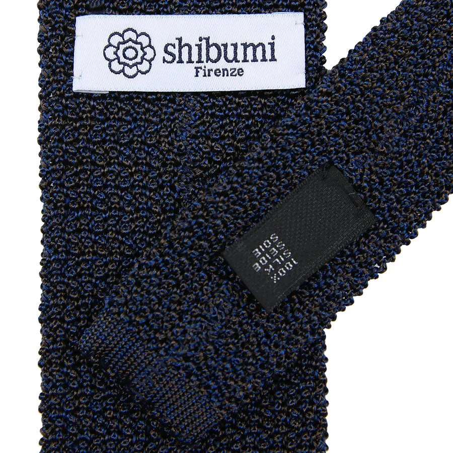 Crunchy Silk Knit Tie - Navy Mottled