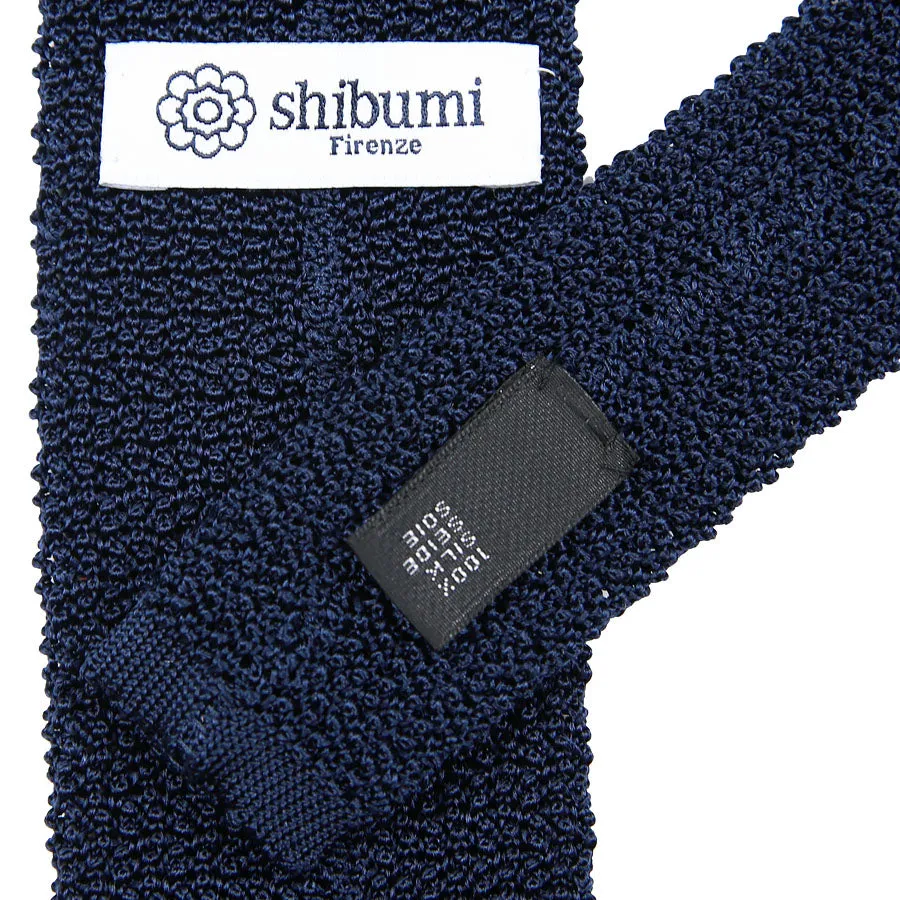 Crunchy Silk Knit Tie - Navy