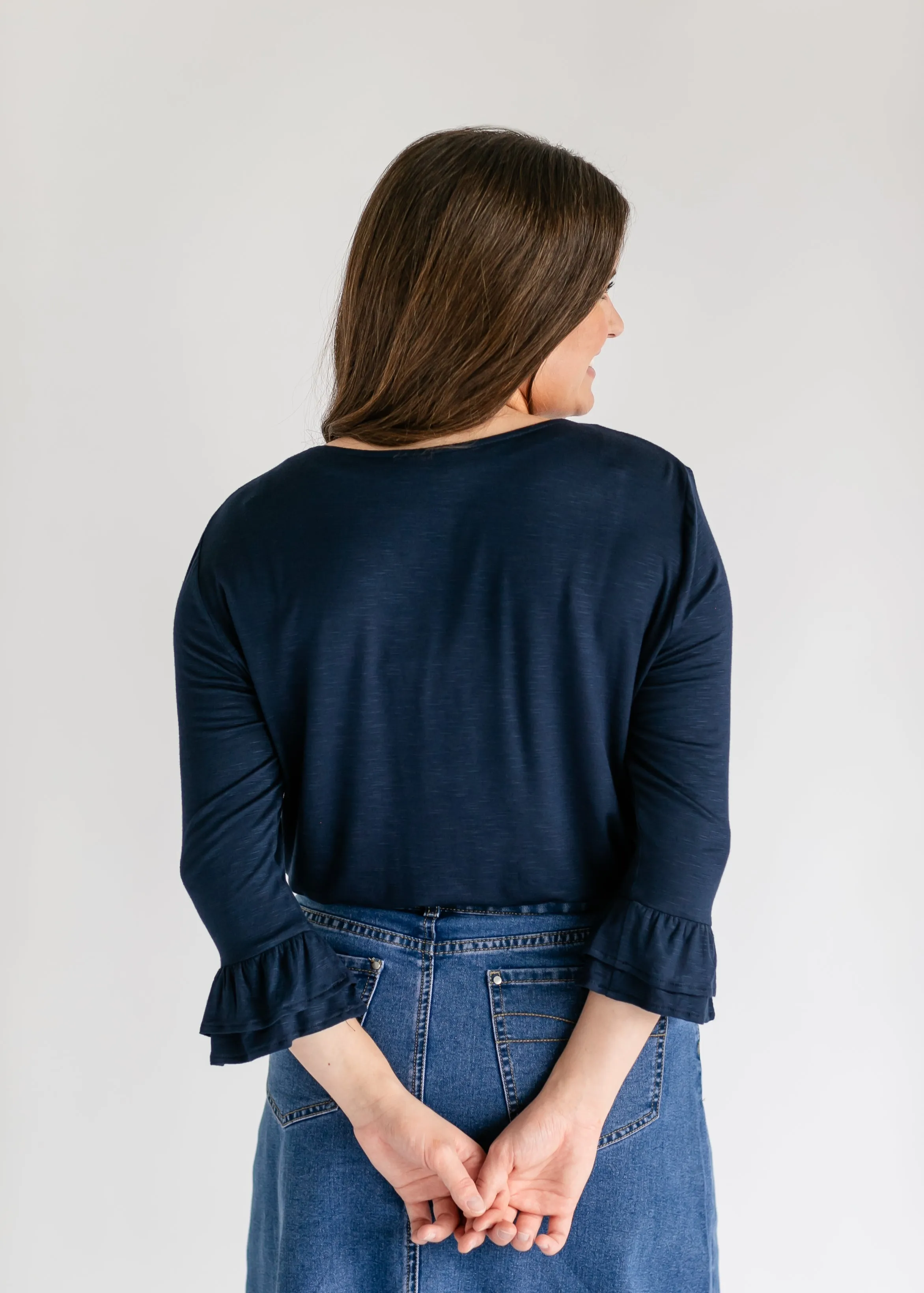 Essential Ruffled 3/4 Sleeve Top - FINAL SALE