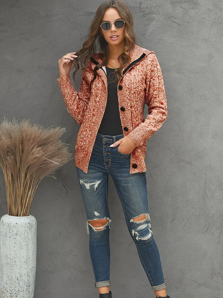 Faux Fur Lined Zip Up Sweater - Rust