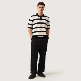 Flat Knit Striped Polo