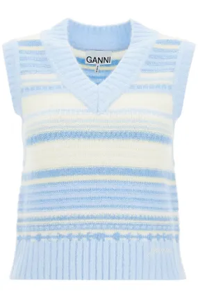 Ganni Soft Striped Knit Vest With A Comfortable