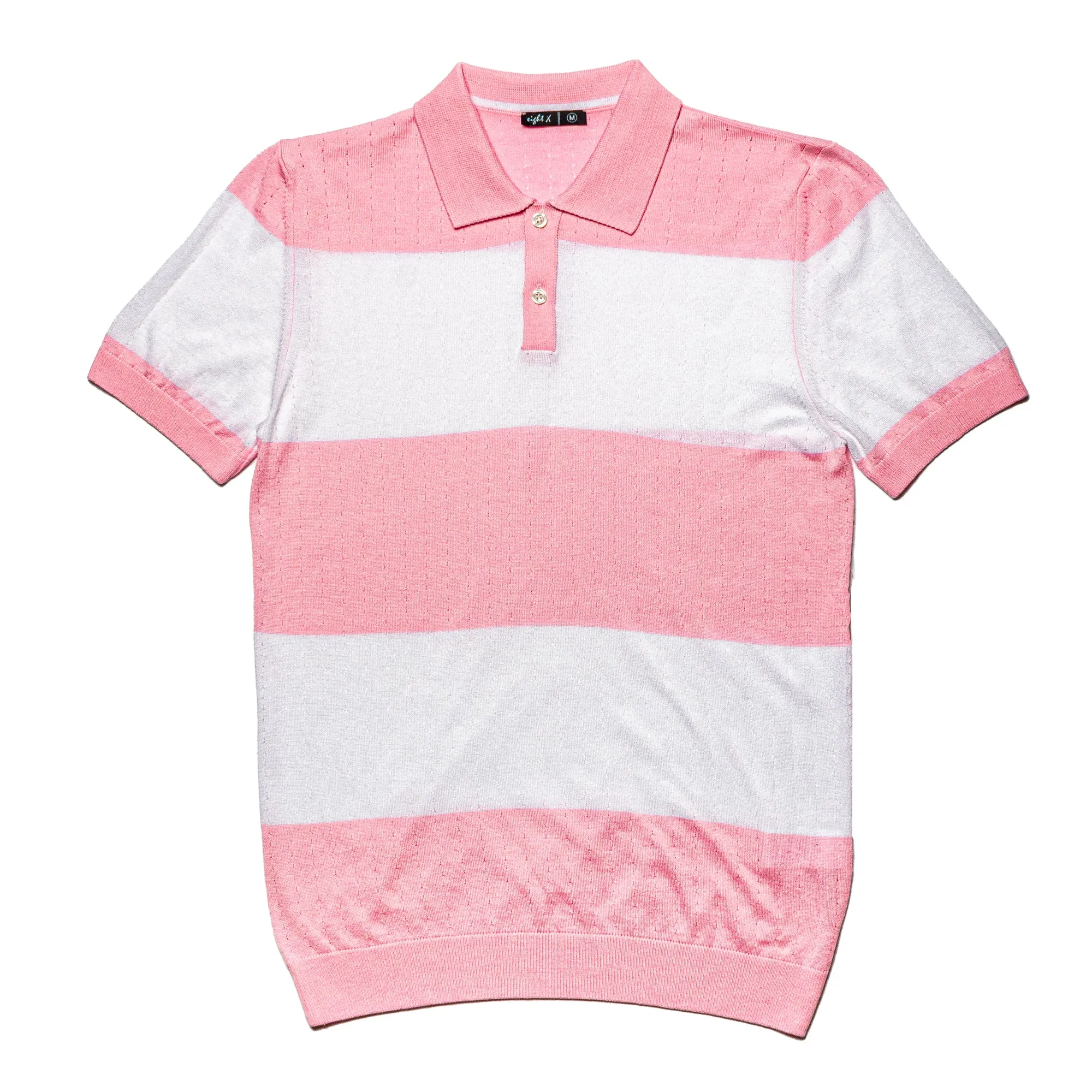 Gondola Knit Striped Polo - Pink