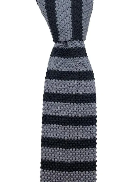 Gray and Black Striped Knit Men's Necktie