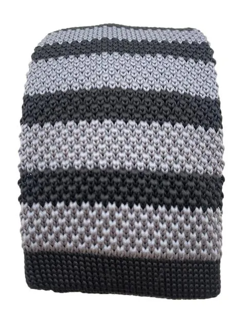 Gray and Black Striped Knit Men's Necktie