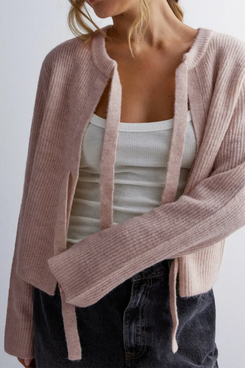 HWS1398 Soft Serenity Tie Cardigan