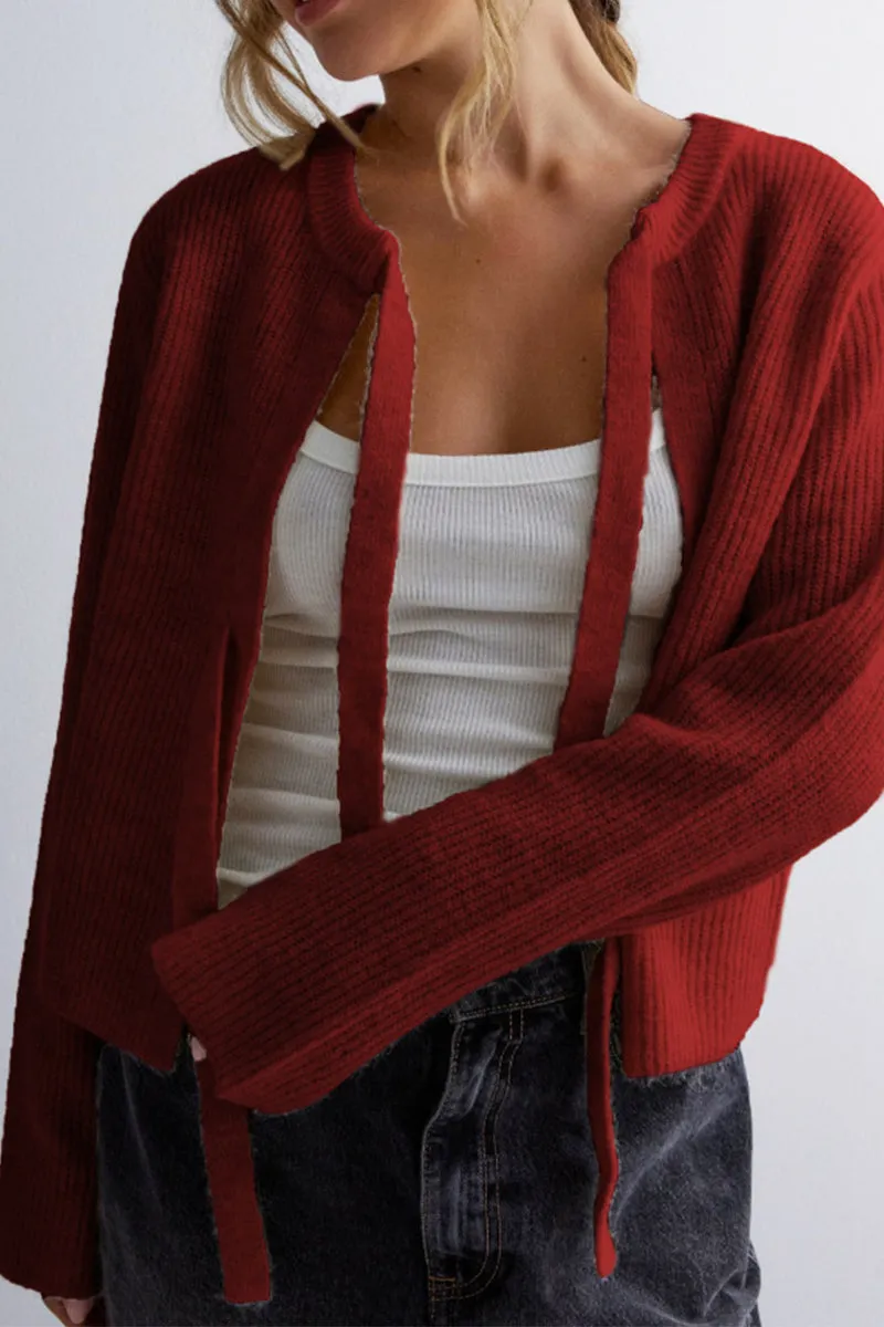 HWS1398 Soft Serenity Tie Cardigan