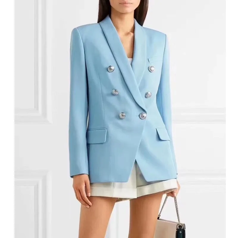 ICONIC SKY BLUE WITH SILVER BUTTON BLAZER