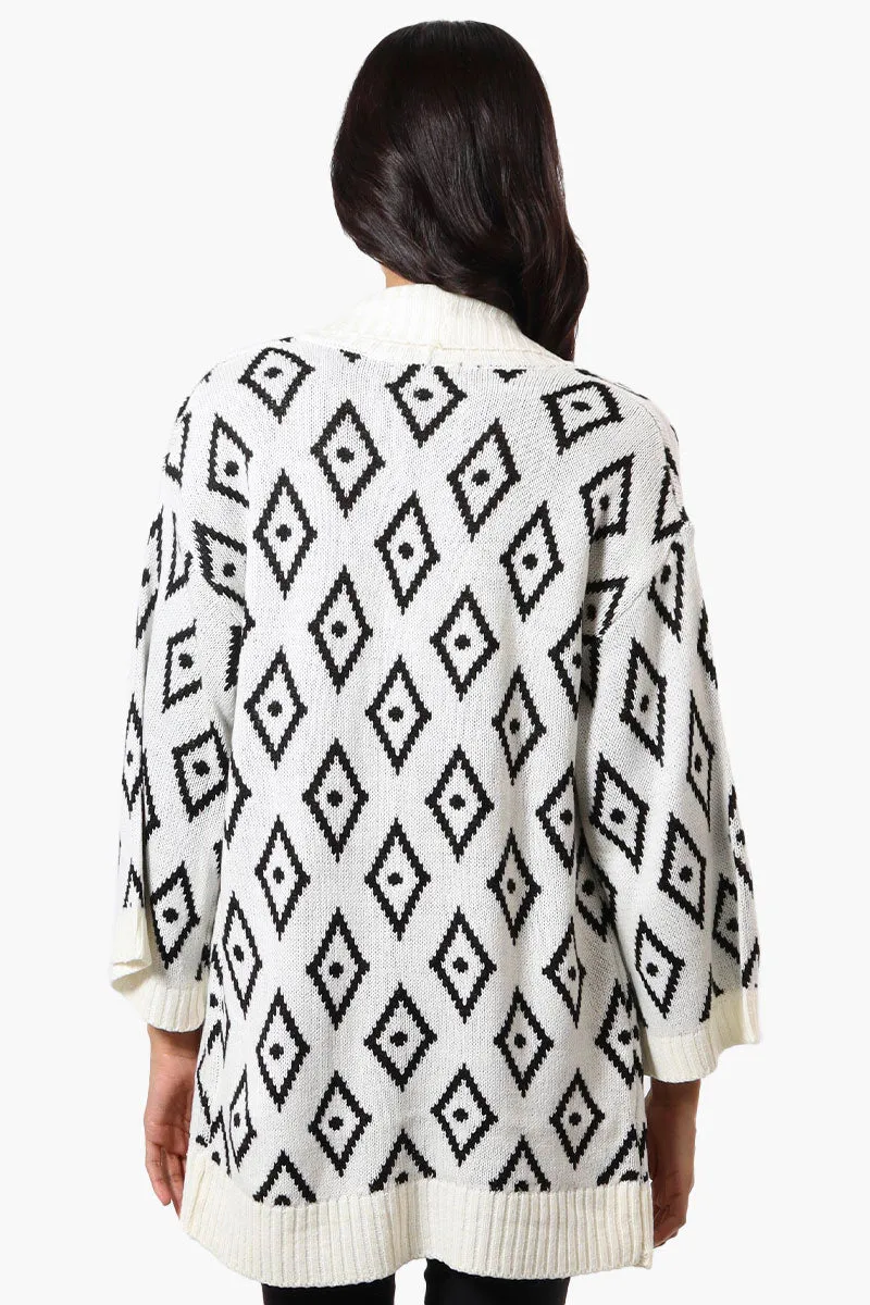 International INC Company Diamond Pattern Wrap Cardigan - White