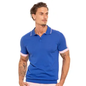 Knit Polo W/ Shoulder Design - Royal Blue