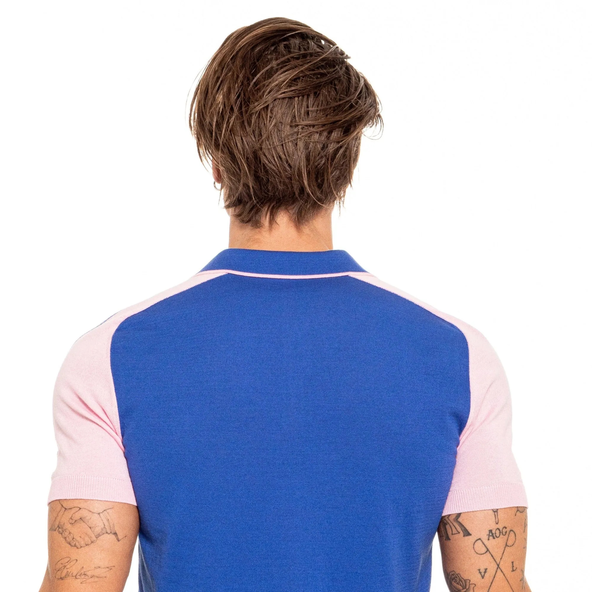 Knit Polo W/ Shoulder Design - Royal Blue