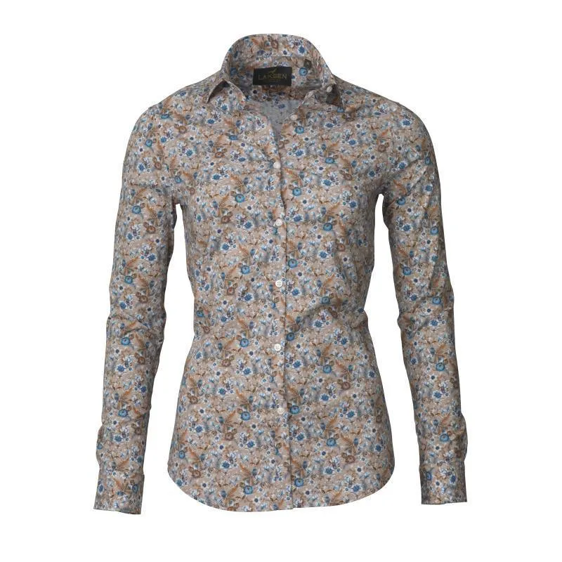 Laksen Birds & Blossom Ladies Cotton Shirt - Sand