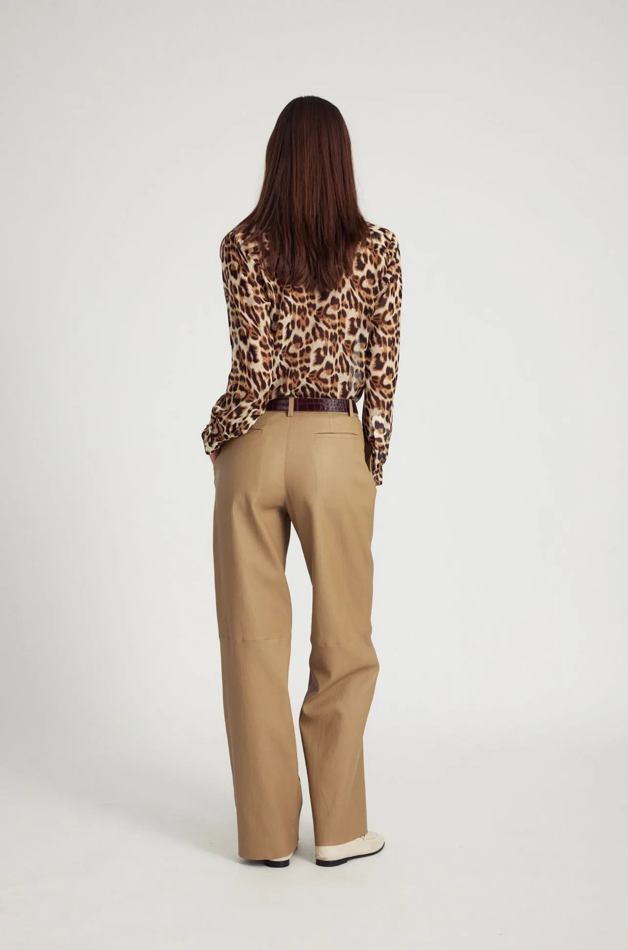 Leopard Silk Fitted Button Down