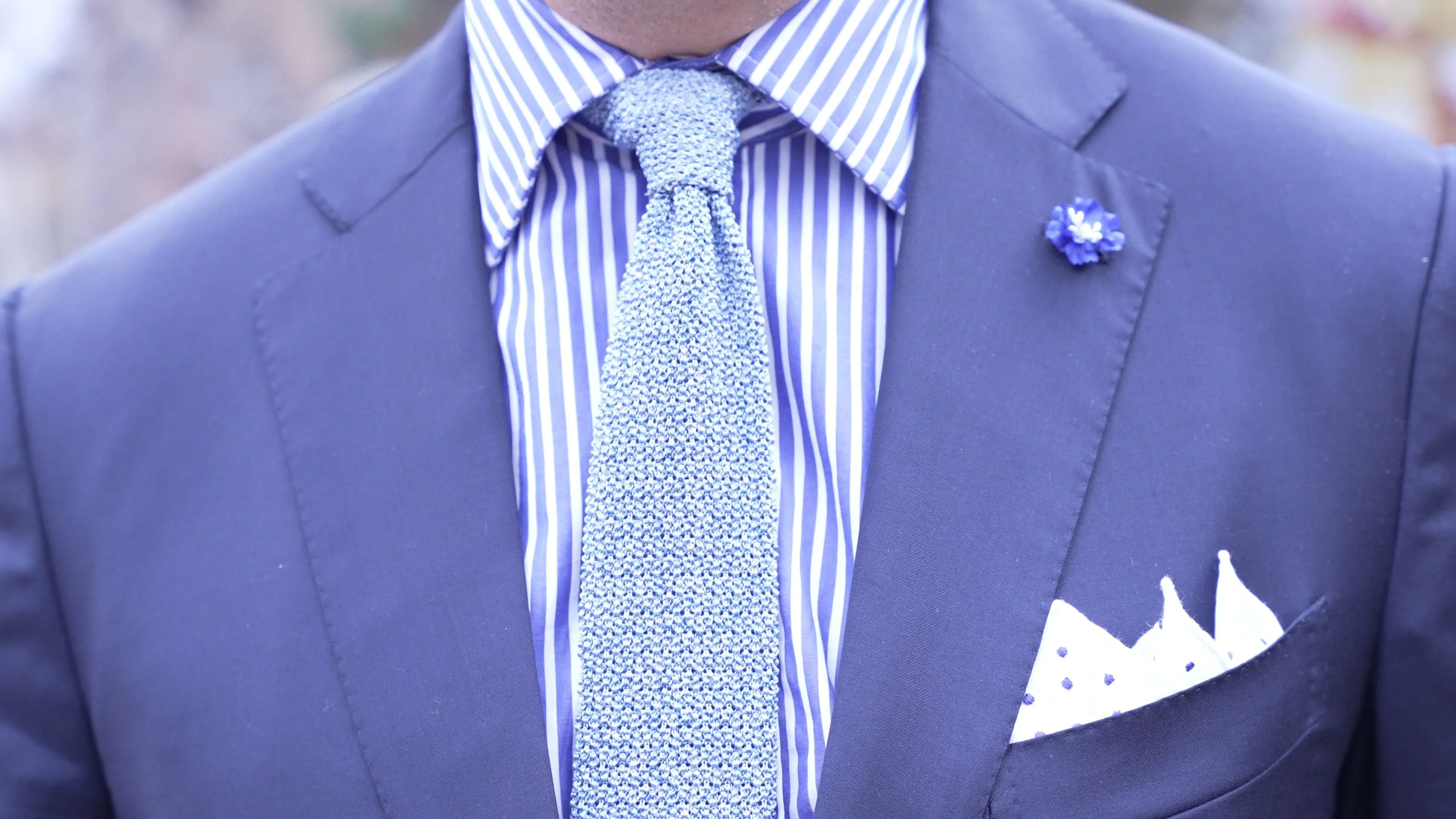 Light Blue Mottled Silk Knit Tie