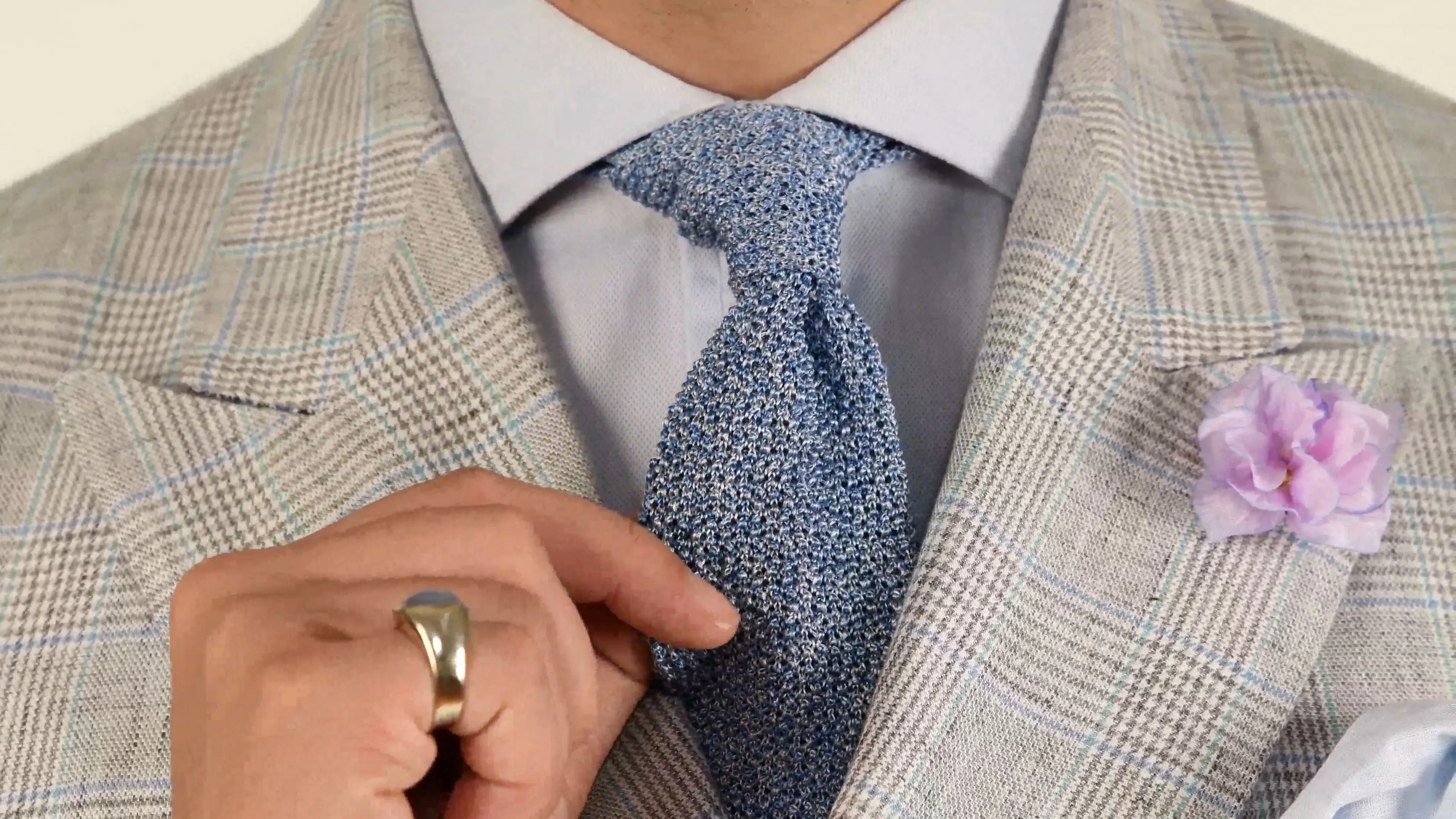 Light Blue Mottled Silk Knit Tie