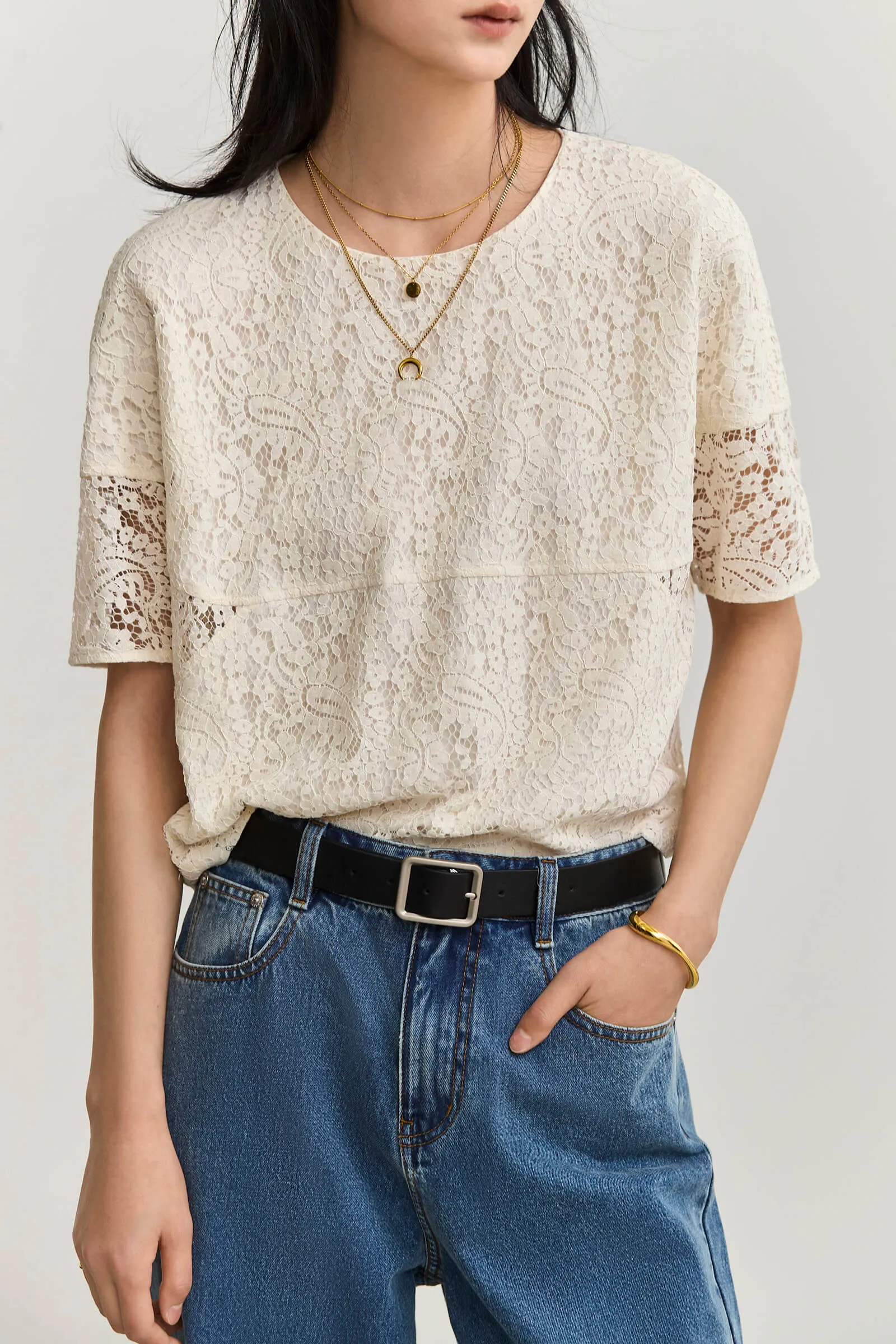 LILY Design Hollowed-out Chiffon Blouse