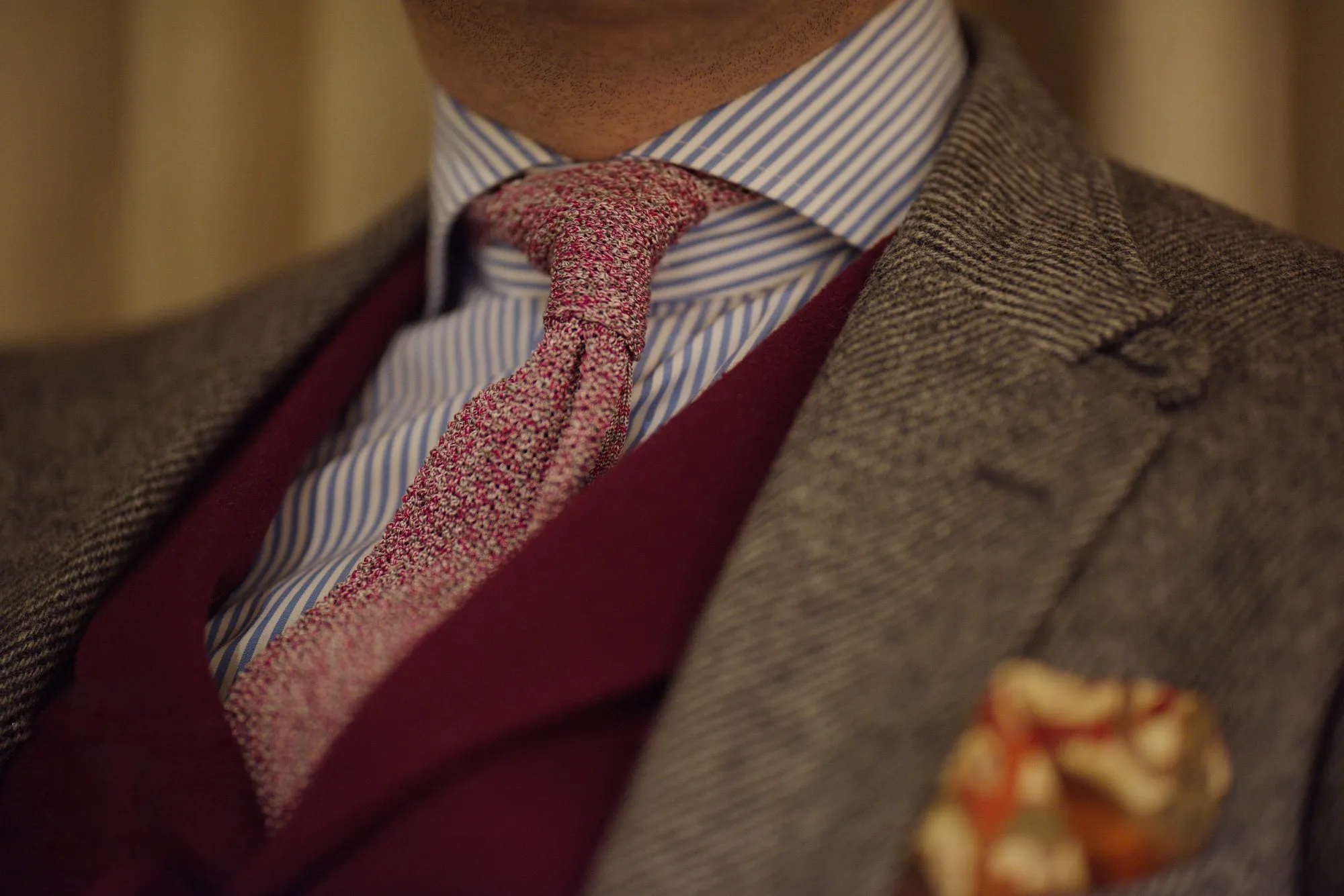 Magenta Mottled Silk Knit Tie