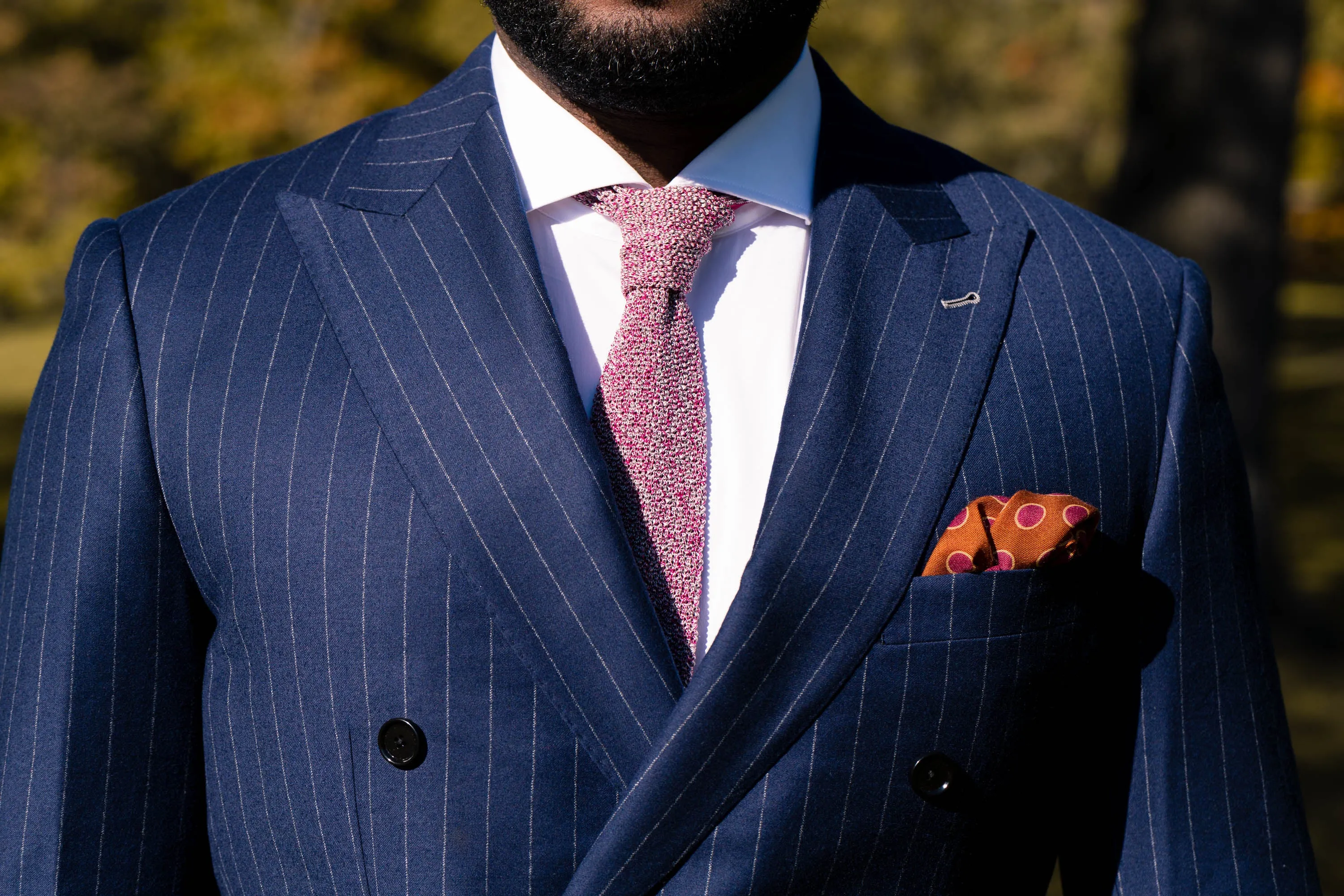 Magenta Mottled Silk Knit Tie