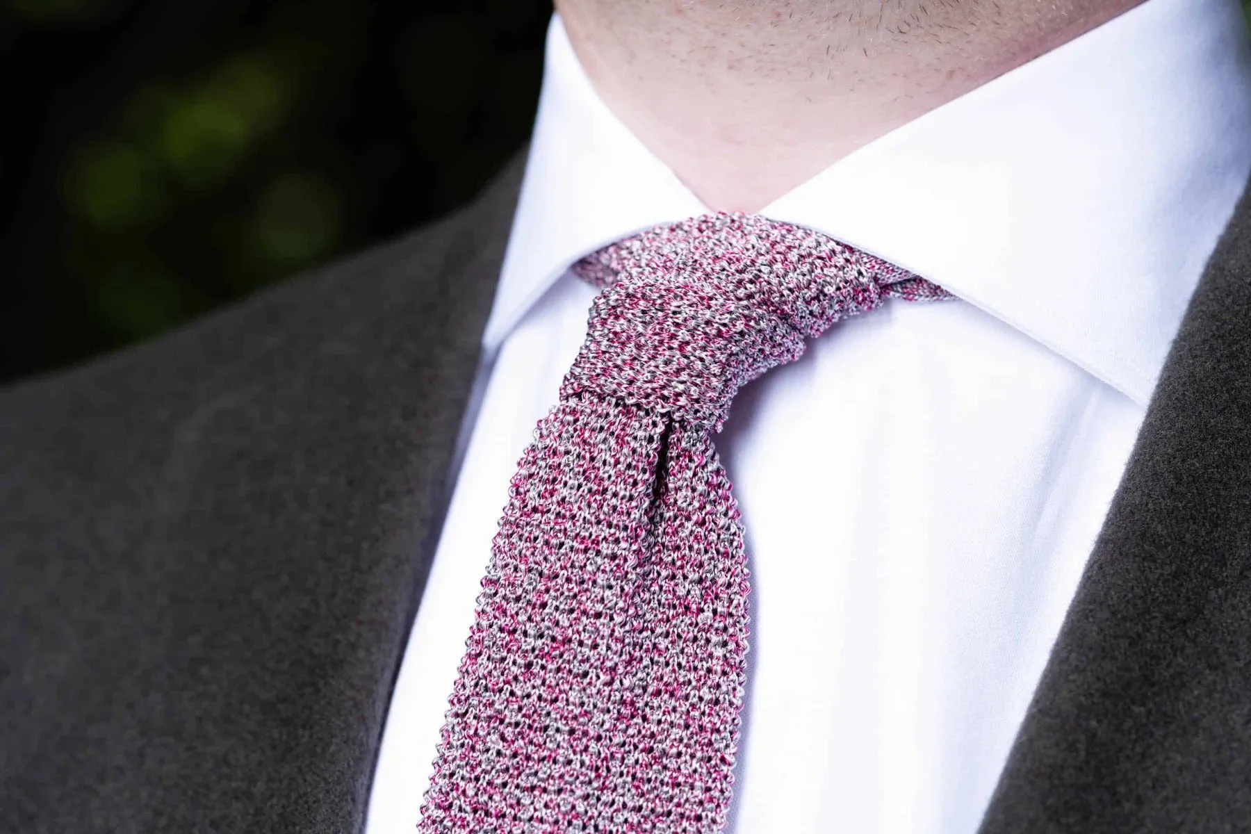 Magenta Mottled Silk Knit Tie