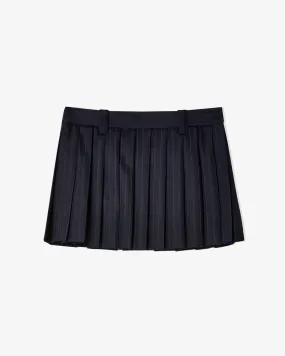 Miu Miu - Women's Pleated Pinstripe Mini Skirt - (Navy)