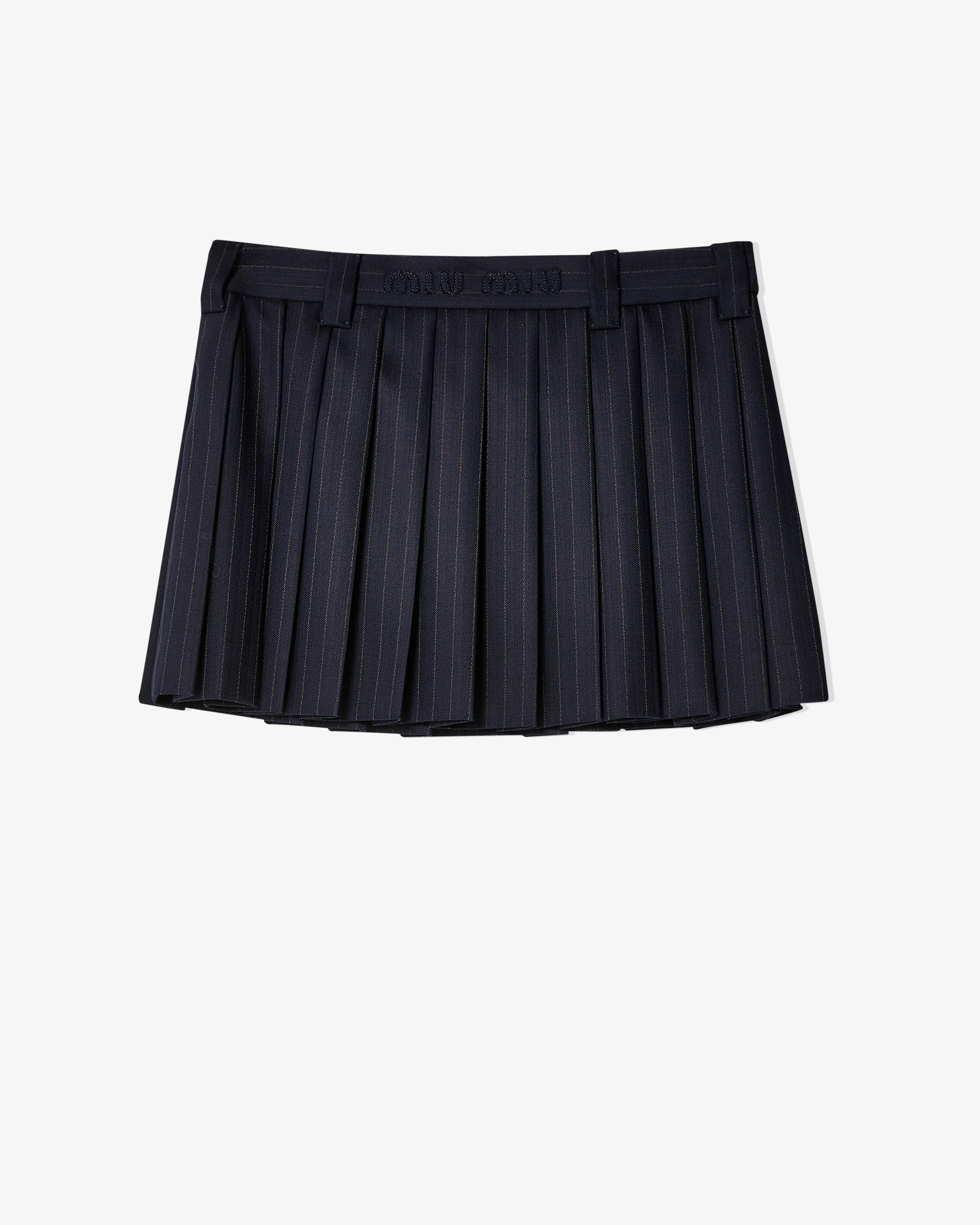 Miu Miu - Women's Pleated Pinstripe Mini Skirt - (Navy)