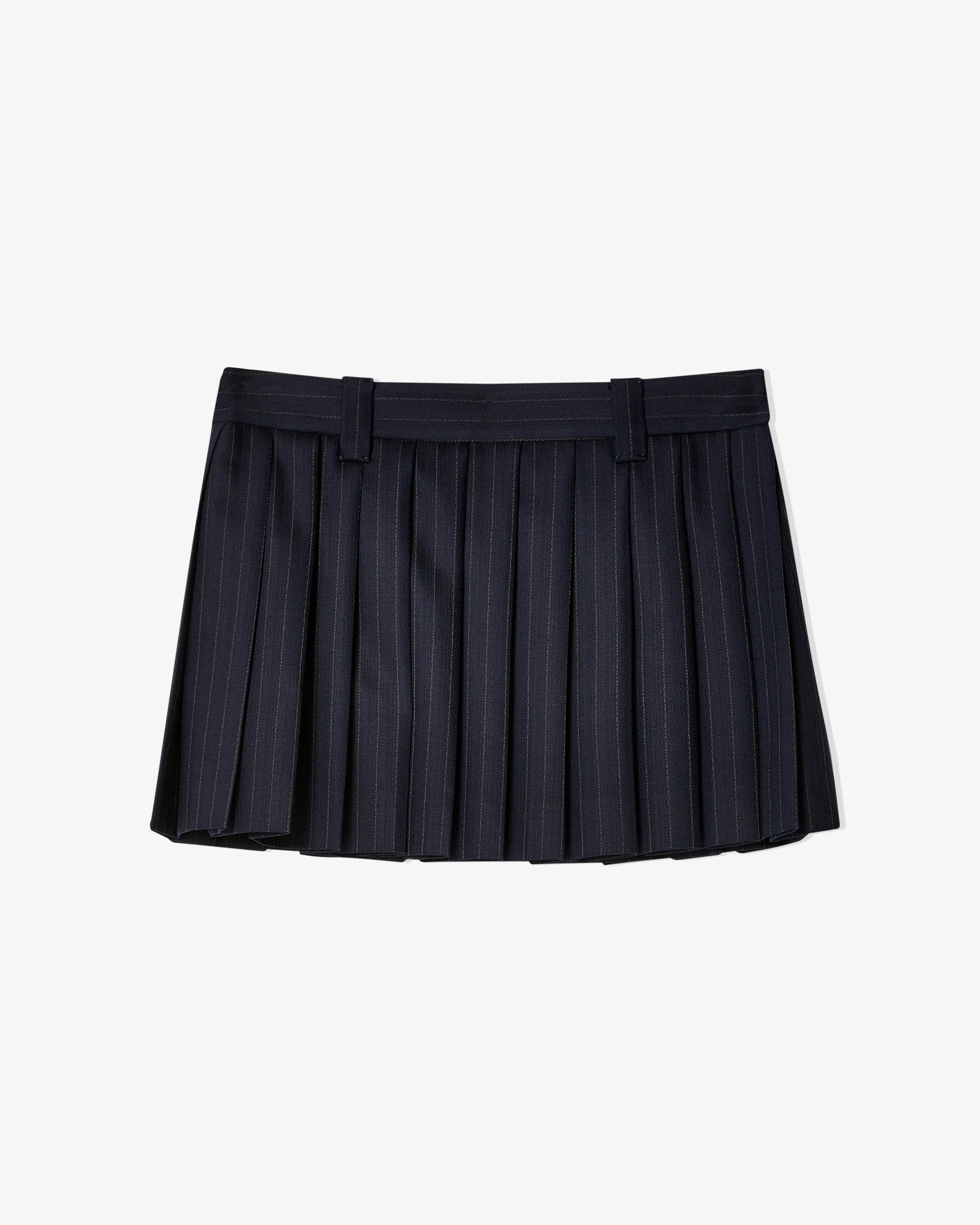 Miu Miu - Women's Pleated Pinstripe Mini Skirt - (Navy)