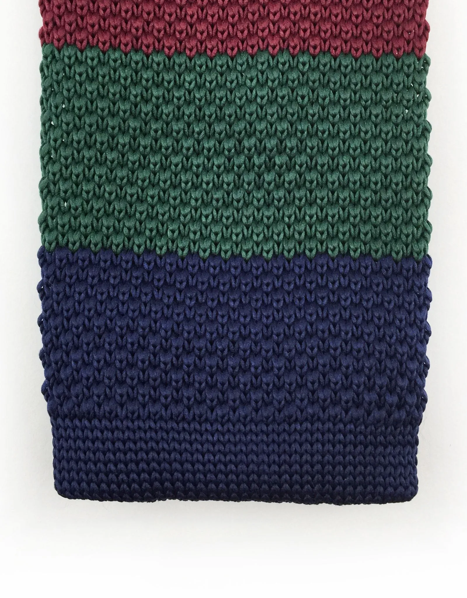 Navy, Green, Burgundy Knit Tie