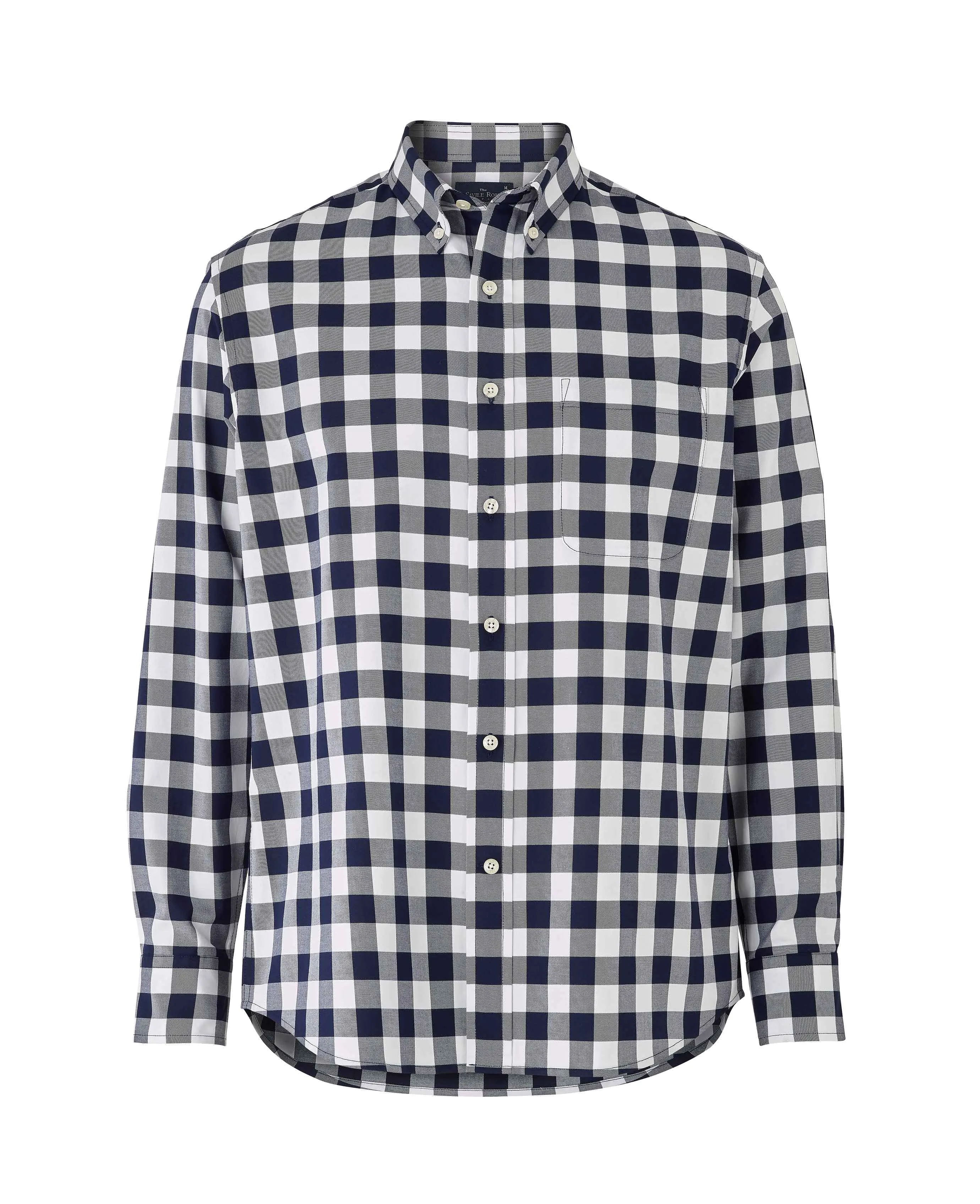 Navy White Bold Check Button-Down Shirt