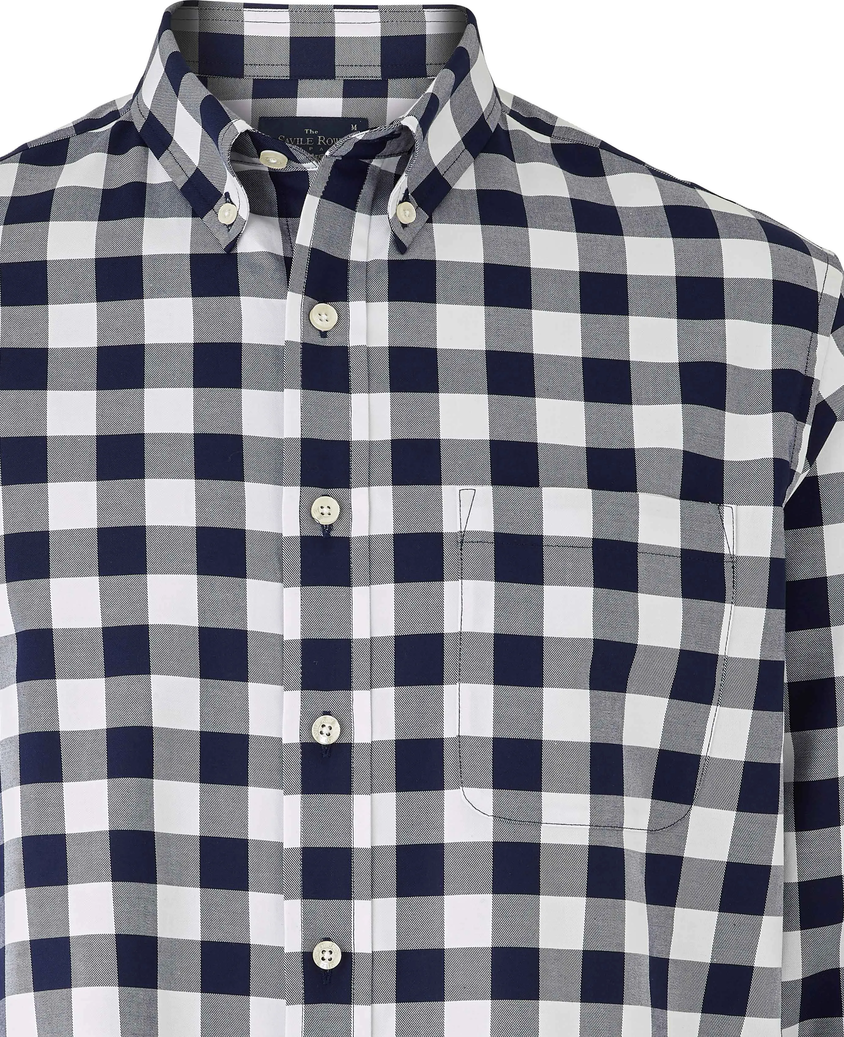 Navy White Bold Check Button-Down Shirt